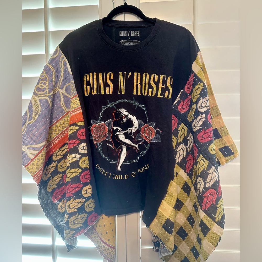 GUNS N ROSES SWEET CHILD OF MINE upcycled kantha tunic top os S M L XL 1X 2X